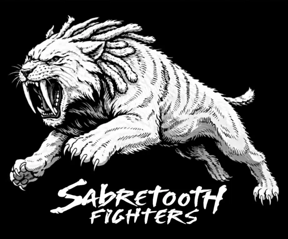 The Sabretooth Fighters logo: a snarling sabre-toothed cat leaping above the words Sabretooth Fighters.